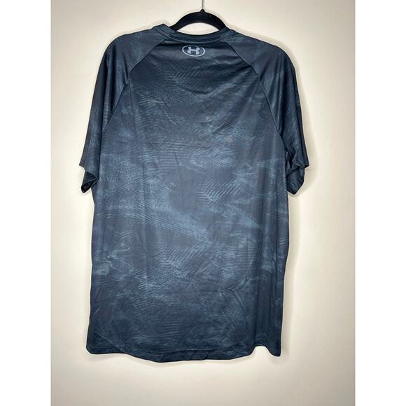 Men's L Under Armour Tech 2.0 Lino Print Short Sleeve Tee Color Black And Gray - Picture 4 of 4